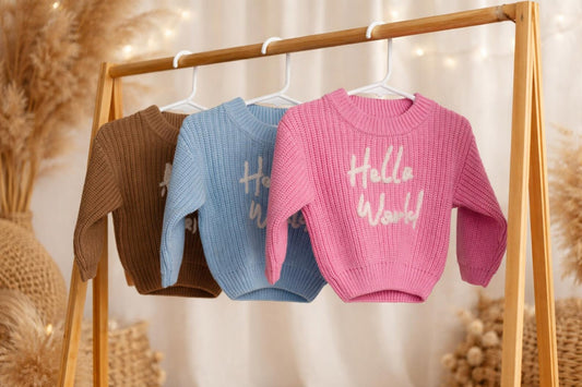 'Hello World' Chunky Knit Jumper - Pink