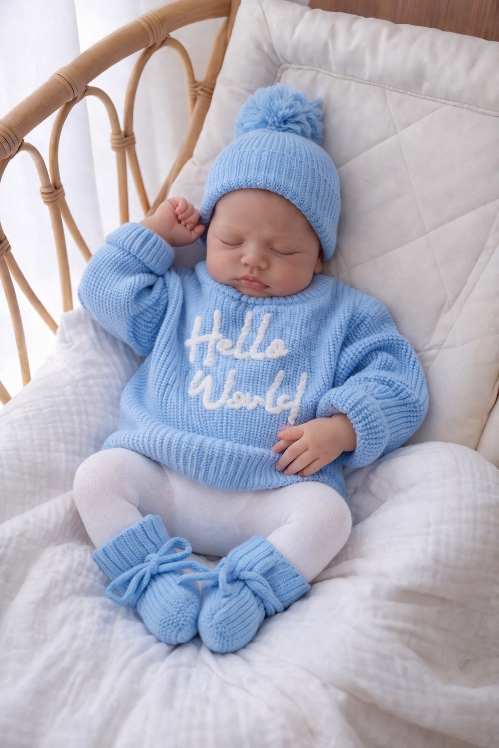 'Hello World' Chunky Knit Jumper| Blue