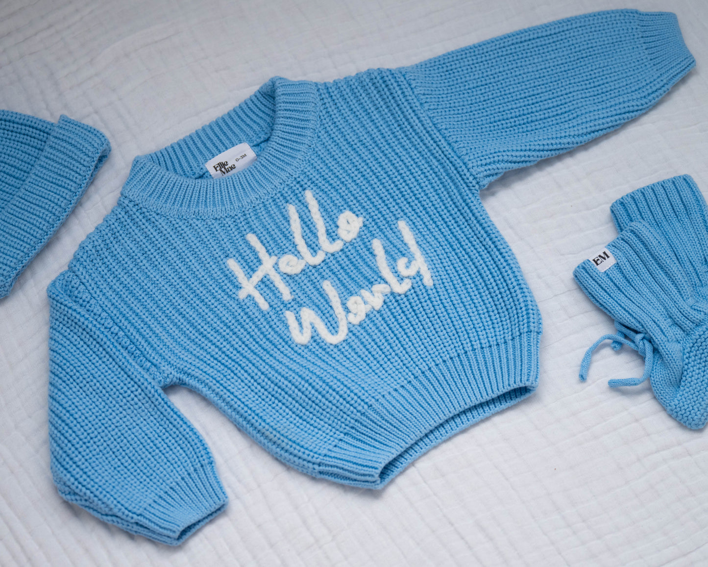 'Hello World' Chunky Knit Jumper| Blue